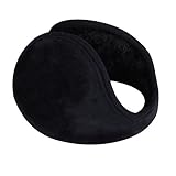 Ear Warmers Men Women Solid Soft Plush Winter Earmuff (Plush Black)