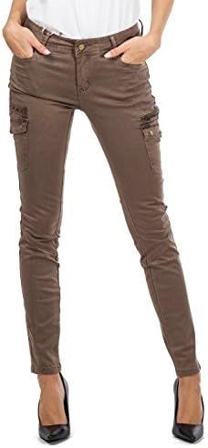 Slim Skinny Stretch Combat Cargo Pants - Brown (10)