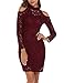 SE MIU Women's Halter Cold Shoulder Long Sleeve Floral Lace Bodycon Party Pencil Dress