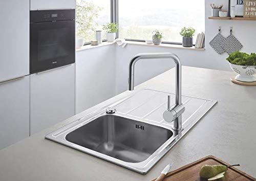 GROHE Minta, Single Lever Kitchen Mixer Tap with Pull-Out Spray (2 Spray Options, High U-Spout, 360° Swivel Range - Image 5