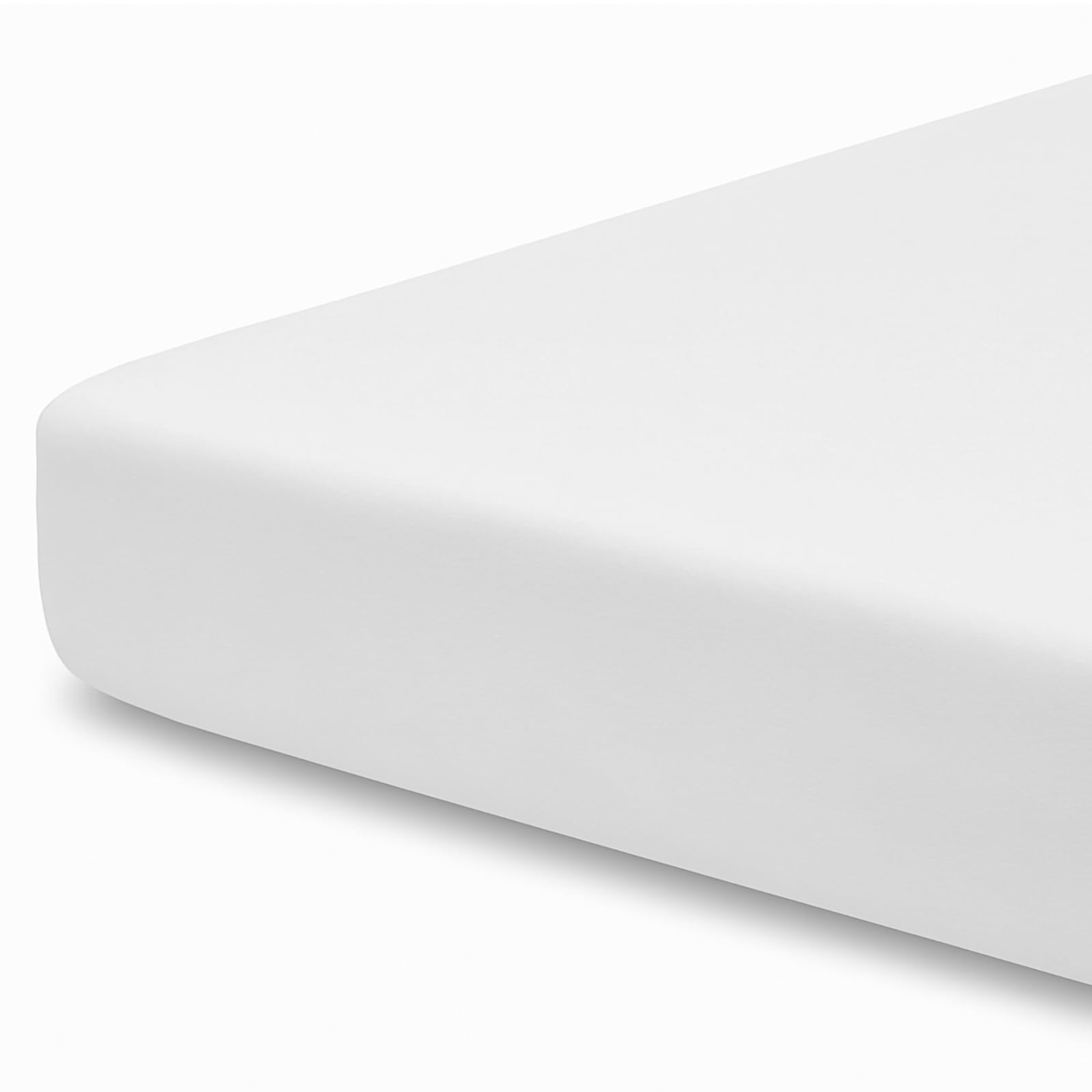 Pizuna Crib Fitted Sheet 40 x 90 cm, White, 400 Thread Count 100% Long Staple Cotton Fitted Bed Sheet, Soft Sateen Weave Baby Crib Sheet with 12 cm Deep Pocket