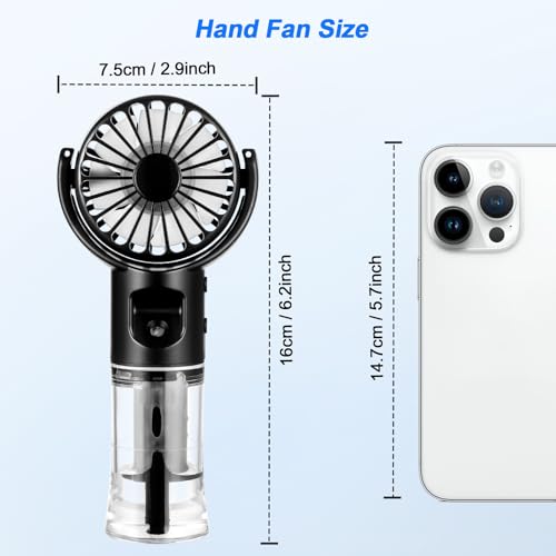 Starvortex Portable USB 4 Speed Rechargeable Misting Fan - Accessories for Outdoor, Office, Camping (Black)