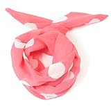 Ladies White Dotted Pattern Rose Pink Chiffon Covered Flexible Head Band