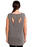 RBX Active Women's Plus Size 2-fer Back Striped Tank Top Black 2X