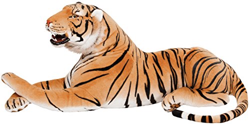 Brubaker Brüllender Tiger - Kuscheltier mit Zähnen Braun 130 cm - liegend lebensecht Stofftier Plüschtier - König des… – Bild 3