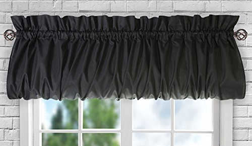 Ellis Curtain Stacey Sheer Balloon Valance, 60" x 15", Black