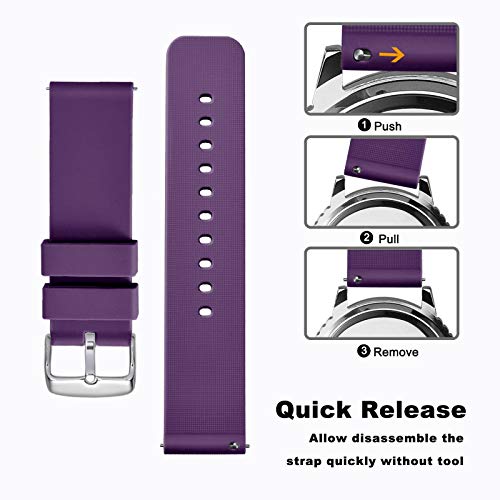 WOCCI Silicone Watch Band 24mm, Soft Rubber Replacement Straps