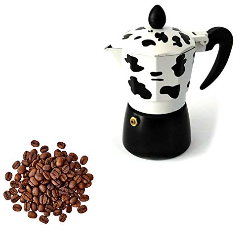 FAST WORLD SHOPPING ® Espressokocher 3 Tassen Espressomaschine Napoletano Moka Express Kuh Mukka Coffee