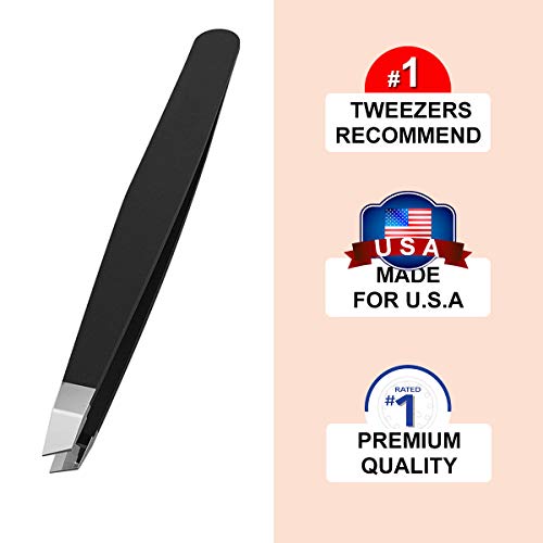 Tweezers, Tweezers for Eyebrows, 4 Pack Slat Tweezers Precision Eyebrow Tweezer Eyelash Extension Tweezers with Leather Carrying Case for Men Women Boys & Grils - New