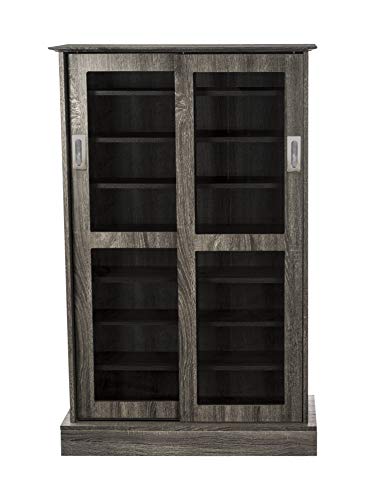 image for Atlantic Driffield Adjustable Media Cabinet - Tempered Glass Pane Styl