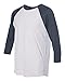 Next Level Women's Rib Collar 3/4 Sleeve T-Shirt, Indigo/ Heather White, Medium