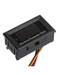 Multímetro DROK de 0.96 pulgadas 7in1 OLED, mide amperes, capacidad, energía, tiempo, temperatura, metro. Corriente continua de 33 voltios 10 amperes, Voltio, Ampere, Watts, Metros 330 Watts 3300 Watt hora 100 Amperio hora, probador multiuso