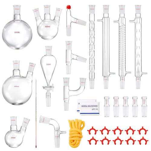 24/40 Joint Distillation Set VEVOR 32PC Chemistry Lab Glassware Kit ...