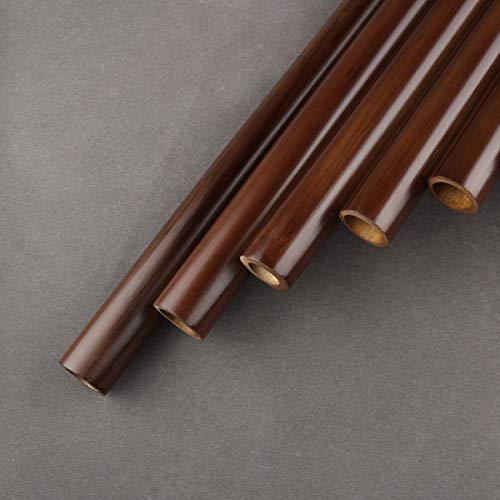 22/25 Pipes C Key Professional Pan Flute Chinese Traditional Musical Instrument Pan Pipes Easy to Learn with Exquisite Brown Pan Pipes Flute and Black Leather Bag (25-Right Hand) - Thumbnail 4