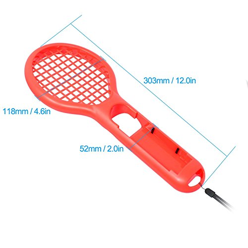 Tennis Racket for Nintendo Switch Joy-Con Controller,Game Accessories for Nintendo Switch Mario Tennis Aces One Pair(Blue and Red)