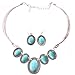 Qiyun (TM) Tibet Silver Collar Choker Turquoise Blue Bead Stone Necklace Earrings Set