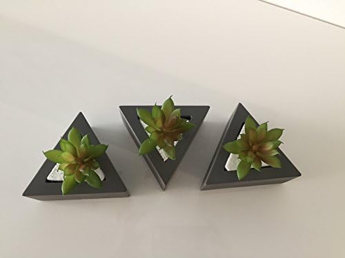 DECORATIVE POTS - TRIANGLES MODERN CONCRETE MINI POTS - SET OF 3 MINI POTS
