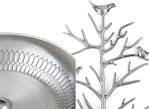 image for JQWORKLAND Silver Birds Tree Jewelry Stand Display Earring Necklace Ho