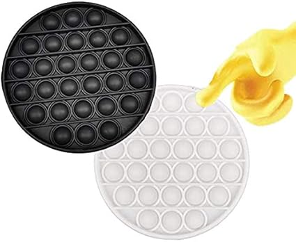 Amazon Com Push Pop Pop Bubble Sensory Fidget Toy Autism Special Needs Stress Reliever Silicone Stress Reliever Toy Squeeze Sensory Toy Black White Circular Toys Games