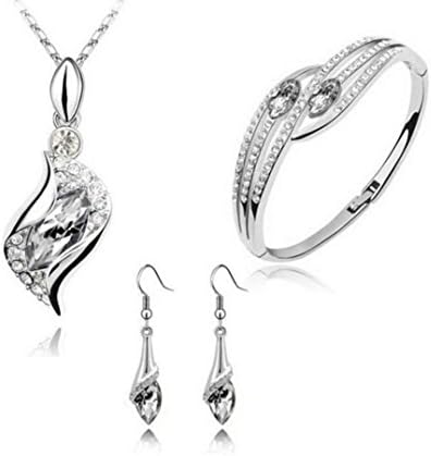 Fashion Style Jewelry Set Crystal Chic Eyes Drop Earrings Necklace Bracelet DIY (Clear)