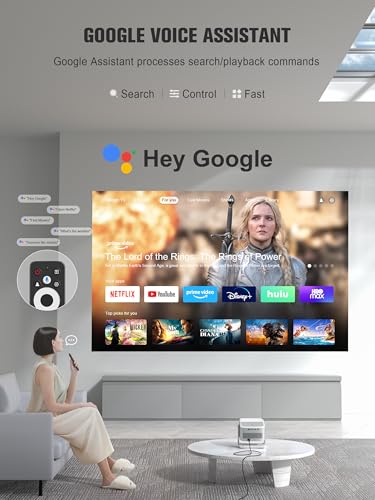 【Official Licensed Google TV】4K Smart Projector with WiFi and Bluetooth, VOPLLS Outdoor Projectors with Dolby/Auto Focus, Portable Movie Phone Wireless Gaming Wifi Proyector for Bedroom/Home/Ceiling