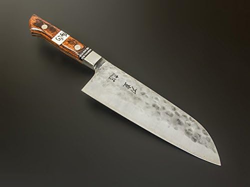 "Tohko" Santoku Knife 180mm(abt 7 Inch), Blade Edge : "Shirogami Steel" Sandwiched, Hammered patten