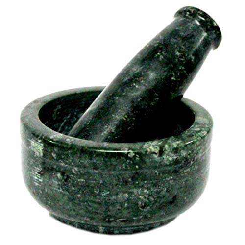 Mamta Creations Marble Mortar and Pestle Sets Ayurvedic medicine crusher bowl ceramic porcelain masher for Home. (4 Inch, Green, GK4)