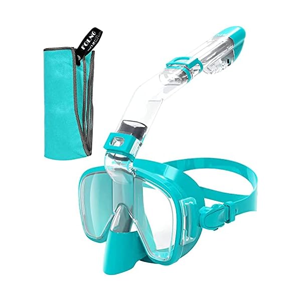 FOLNG Schnorchelmaske, Tauchmaske beschlagfrei und auslaufsicher 180°Panoramasicht freie Nasenatmung Schnorchelausrüstung Schwimmbrille Taucheranzug mit Kamerahalterung 6 41GQPWw7U6S. SS600