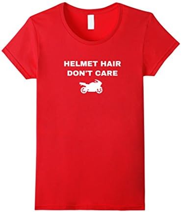 Womens Helmet Hair Don't Care Motorcycle Moped Bike Shirt XL Red