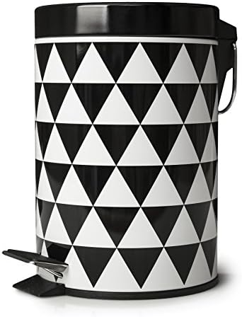 LUXURY GEO STAINLESS STEEL BATHROOM MODERN WASTE RUBBISH PEDAL BIN BLACK WHITE