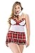 Fantasy Lingerie Women's Plus-Size Teacher's Pet School Girl Set Tie Choker Apron Dress and Panty, Red/White, 1X/2X
