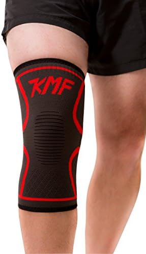 KMF Fitness Compression Knee Sleeve for Running, Crossfit, Basketball, Cycling, Weightlifting, Golf, Skiing, Hiking, Joint Pain Relief, Knee Brace for Tendonitis, Arthritis, Injury Recovery (Medium)