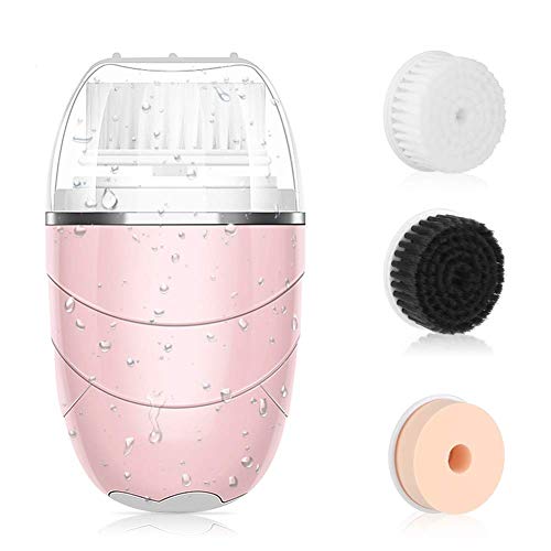 Facial Cleansing Brush, Professional Rechargeable Electric Waterproof Rotating Face Spin Brush with 3 Brush Heads for Deep Cleansing, Exfoliating and Massaging, Intelligent timing system