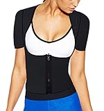 HelloTem Women's Sauna Vest with Sleeves Neoprene Exercise Gym sweat suit Weight Loss