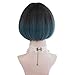 Bob Wig Ombre Blue Bangs - Natural Short Bob Ombre Blue Wigs For Women Cosplay, Party and Daily, Synthetic Hair Lolita Wig Perfect For Dressing Up