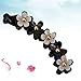 Lurrose Banana Hair Clips Toothed Ponytail Holder Strong Tension Hair Claw Flower Barrette for Women Girls,Black