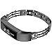 TOYOUTHS Compatible with Fitbit Alta Bands and Fitbit Alta hr Bands for Women, Bling Metal Adjustable Replacement Dressy Bracelet Wrist Bands Black