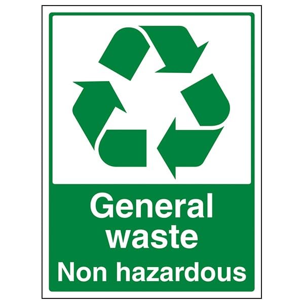 V Safety General Recycling - General Waste, Non Hazardous - 300 X 400MM Safety Sign With Snap Frame