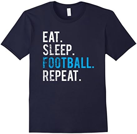 Mens Eat Sleep Football Repeat T-Shirt Football Shirt Large Navy