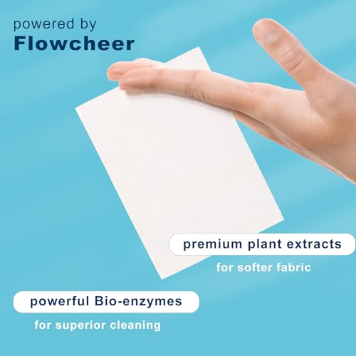 FLOWCHEER LAUNDRY DETERGENT SHEETS, 60 LOADS, CLOTHES WASHING SOAP STRIPS FOR COLD WATER, PLASTIC-FREE & SUSTAINABLE LAVENDER