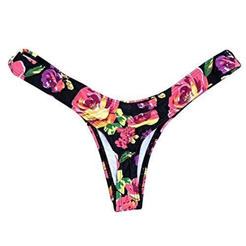 Boomboom Women Brazilian Bikini Bottom Thong Swimsuit Trunks Briefs (XL, B)