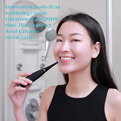Plaque Remover Teeth Cleaning Dental Tools - Tartar Remover for Teeth-Electric Dental Calculus Remover -Dental Picks Stainless Steel Kit for Stain Eraser Tooth Polisher with Scraper Mirror(Black) - Thumbnail 2
