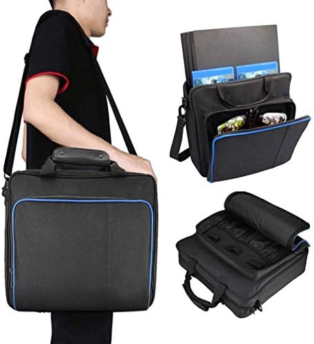 Game Machine Bag Storage Travel Shoulder Handbag Backpack Solid Chain Fashion Comfort Handle Suitable for PS4 -Black