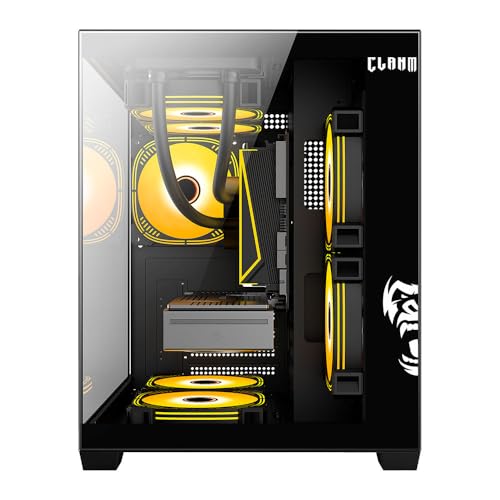 Gabinete Gamer CLANM Grodd Night com 5 Fans RGB, Vidro Temperado, Micro ATX Mini ITX, Airflow Otimizado, GPU 320mm, Preto
