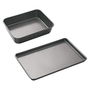 MasterClass-Non-Stick-Bakeware-Set-with-Deep-Roasting-Tin-and-Large-Baking-Tray-Robust-1-mm-Thick-Carbon-Steel-2-Pieces MasterClass Non Stick Bakeware Set with Deep Roasting Tin and Large Baking Tray, Robust 1 mm Thick Carbon Steel, 2…