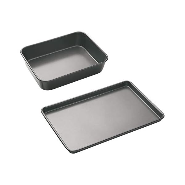 MasterClass-Non-Stick-Bakeware-Set-with-Deep-Roasting-Tin-and-Large-Baking-Tray-Robust-1-mm-Thick-Carbon-Steel-2-Pieces MasterClass Non Stick Bakeware Set with Deep Roasting Tin and Large Baking Tray, Robust 1 mm Thick Carbon Steel, 2…