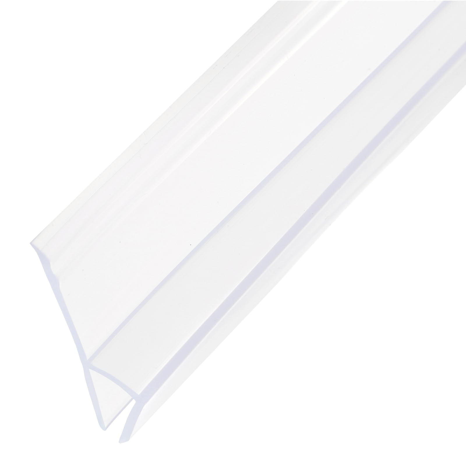 Photo 1 of uxcell Shower Door Side Seal, WidenH-Type Shower Door Sweep for 1/4" Glass 130" Long Silicone Frameless Glass Door Seal Strip, Stop Shower Leaks, Clear