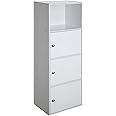 Convenience Concepts Xtra Storage 3 Door Cabinet 16.5" - Modern Storage Organizer with Shelf, 3 Storage Cabinets, Transitional Living Room Shelving Unit for Bathroom, Office, Den, White