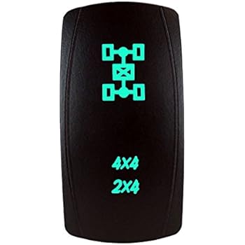 Bright Light Powersports Universal Laser Rocker Switch 4x4/2x4 AWD On/Off LED 12 Volt 20Amps (Green)