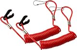 KeylessOption PWC Jet Ski WaveRunner Key Lanyard Stop Kill Switch Safety For Yamaha (Pack of 2) (Red)